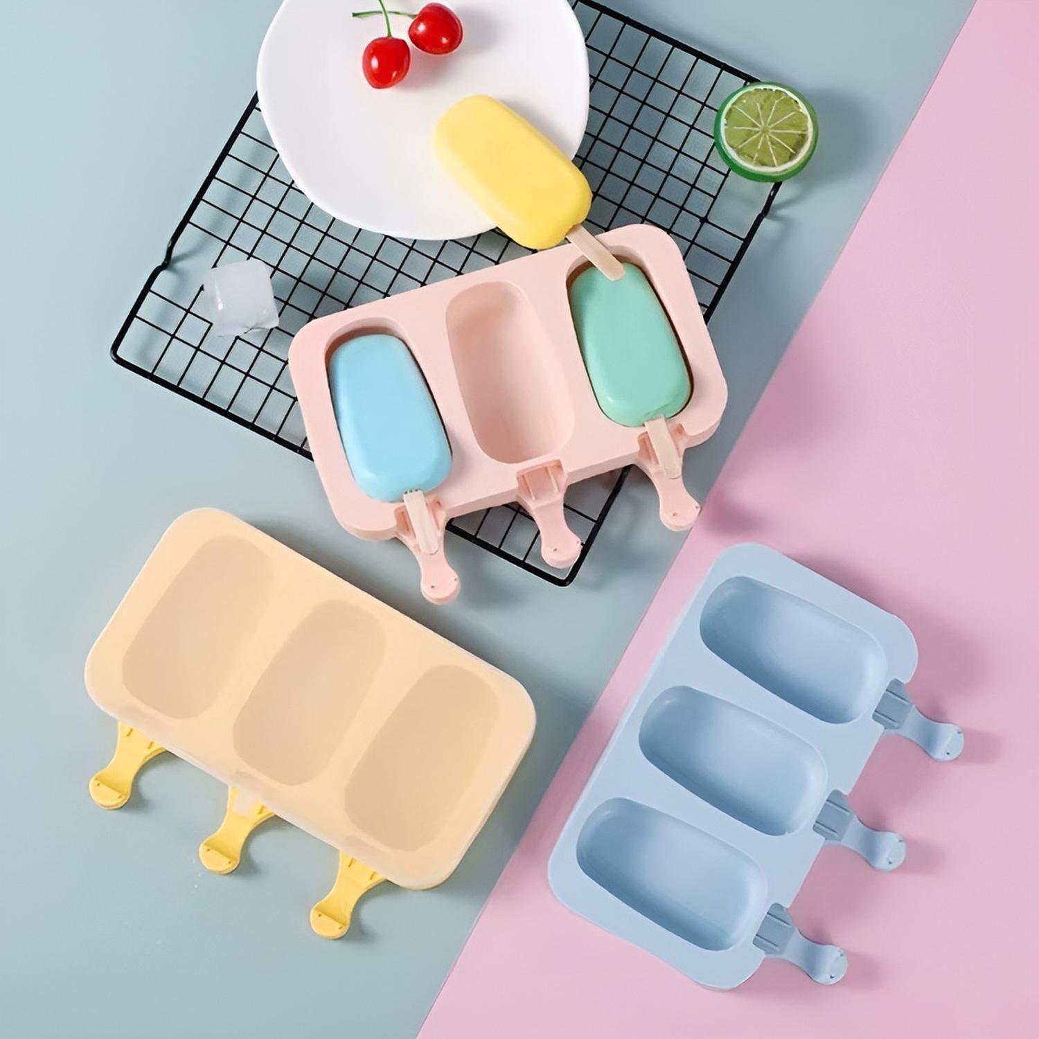[MULT-110139] Moldes De Silicona Para Helados Molde Paletas Helado 3 Cavid Multicolor-5