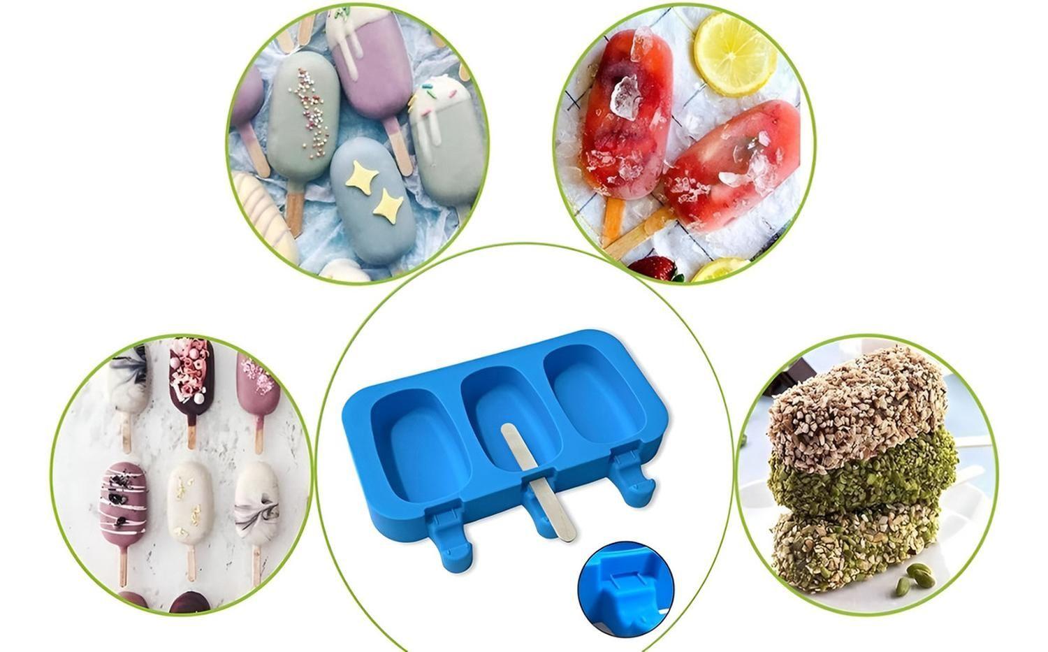 [MULT-110139] Moldes De Silicona Para Helados Molde Paletas Helado 3 Cavid Multicolor-6