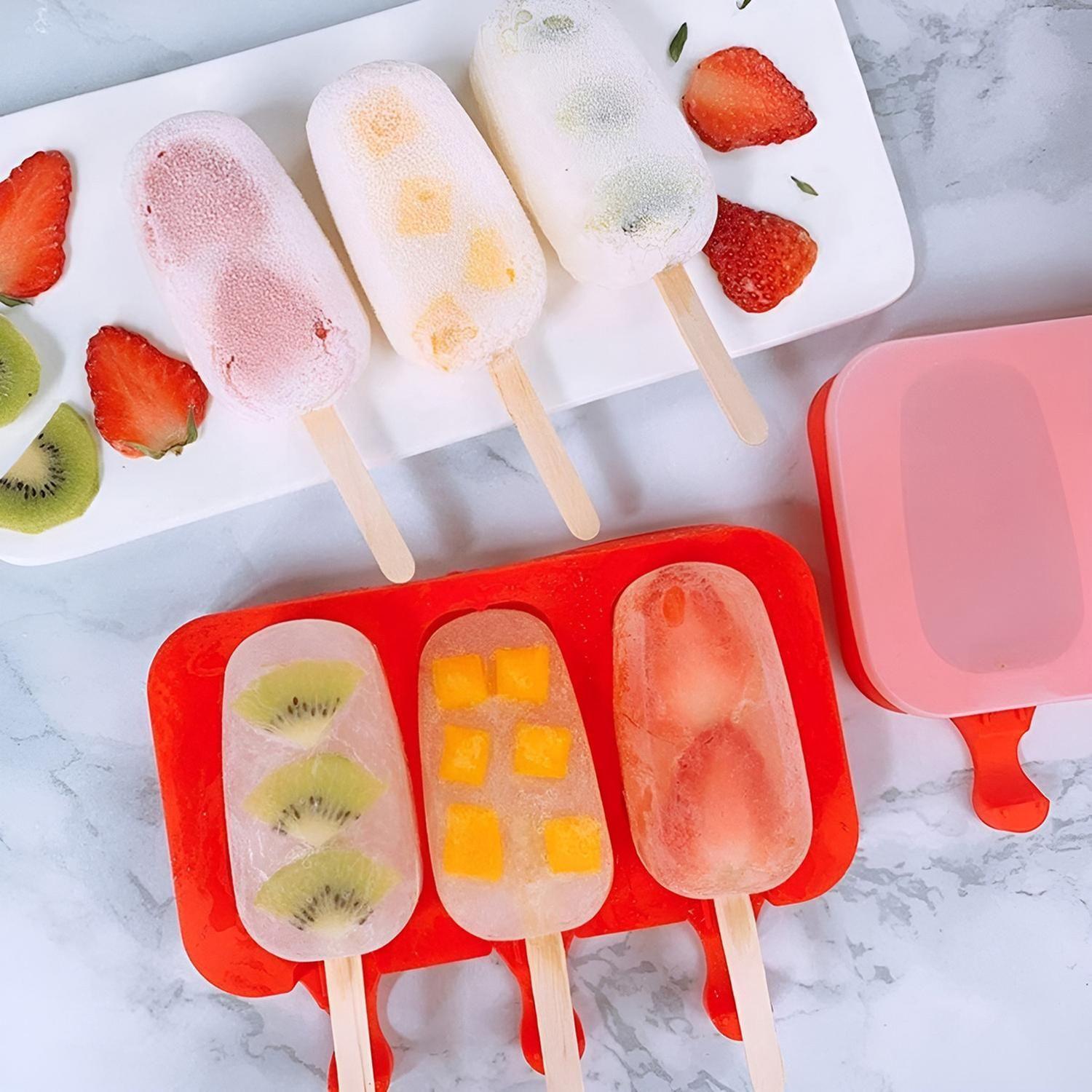 [MULT-110139] Moldes De Silicona Para Helados Molde Paletas Helado 3 Cavid Multicolor-8