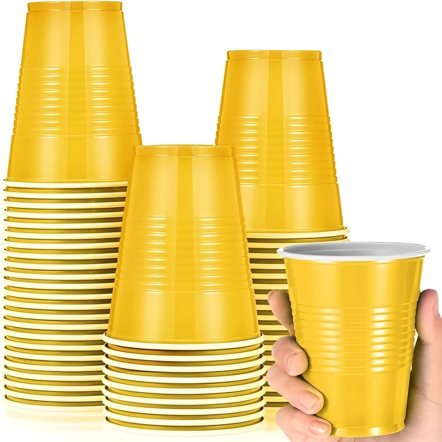200 Vasos Plasticos Desechables Fiestas Vasos Plastico 500ml Color Amarillos-5