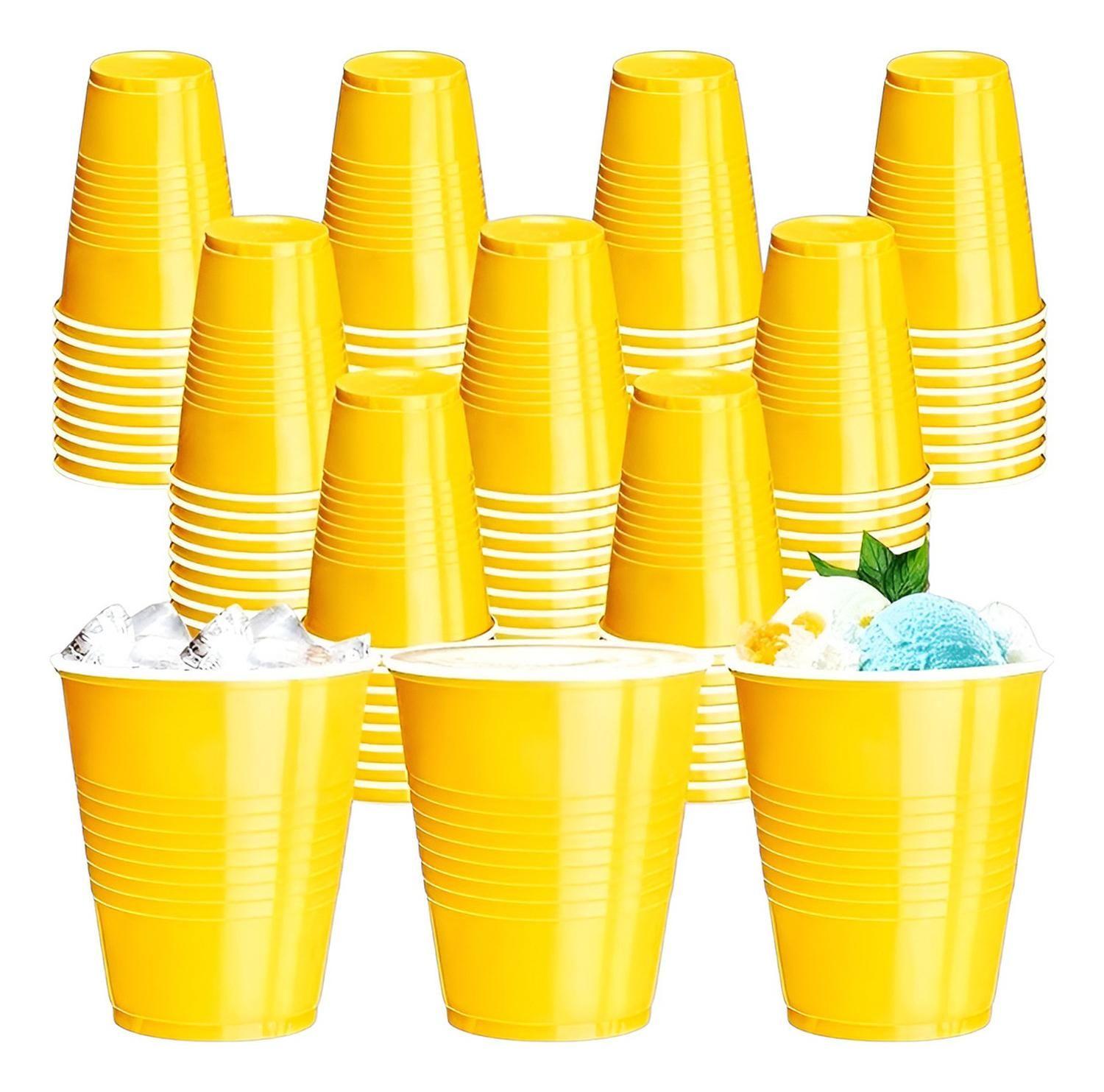 200 Vasos Plasticos Desechables Fiestas Vasos Plastico 500ml Color Amarillos-7
