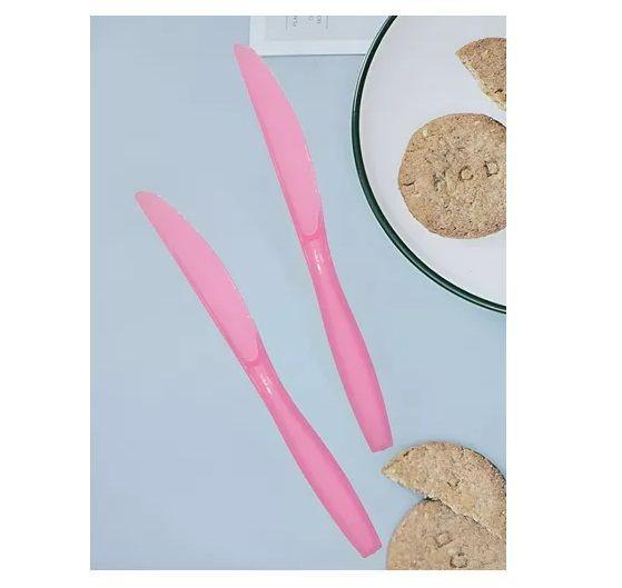 Cuchillo Plastico Cuchillos Desechable Servicio De Cubiertos Rosado-2