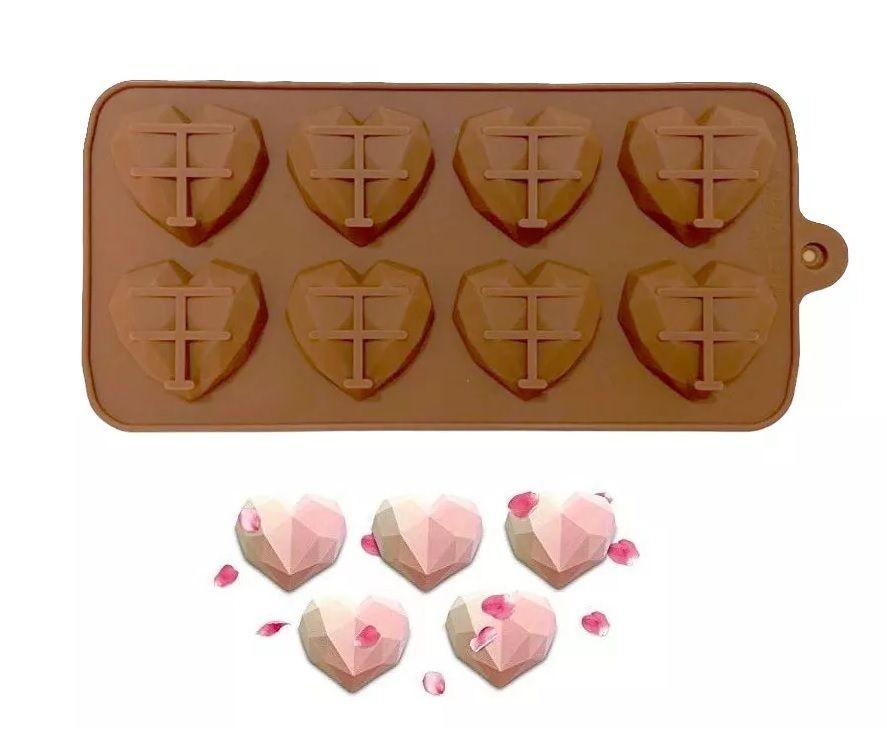X2 Molde Mini Corazon Diamante Mini Corazón Geometrico 8-5