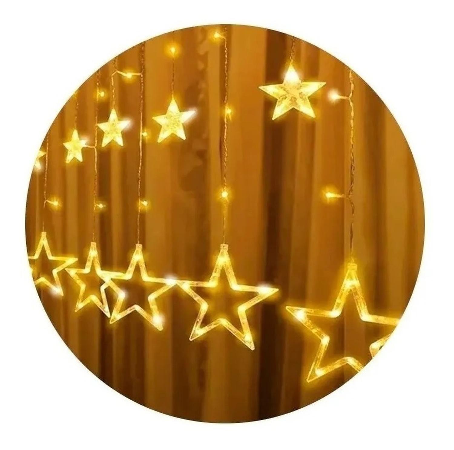 2 Luces Navideñas Cascadas Estrella Luces Cascadas Calida 3m Amarillo 3014-1