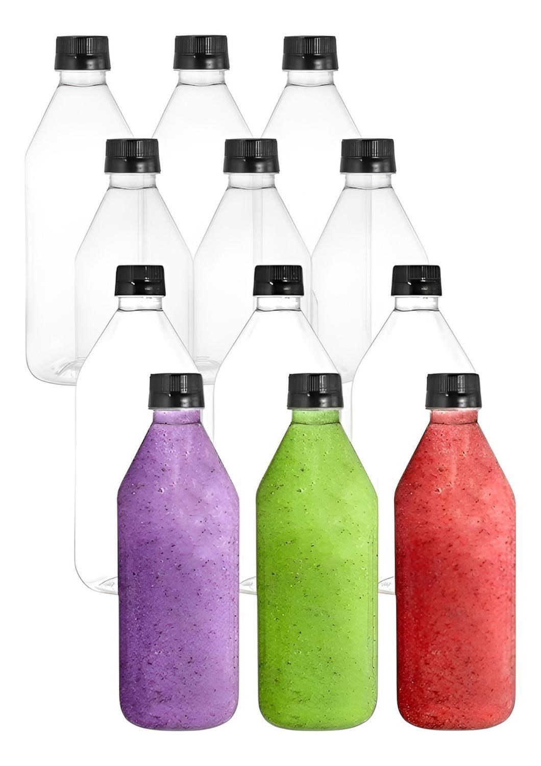 12 Botellas Con Tapa Botellas Plasticas Transparentes 1000ml Tranparente-0