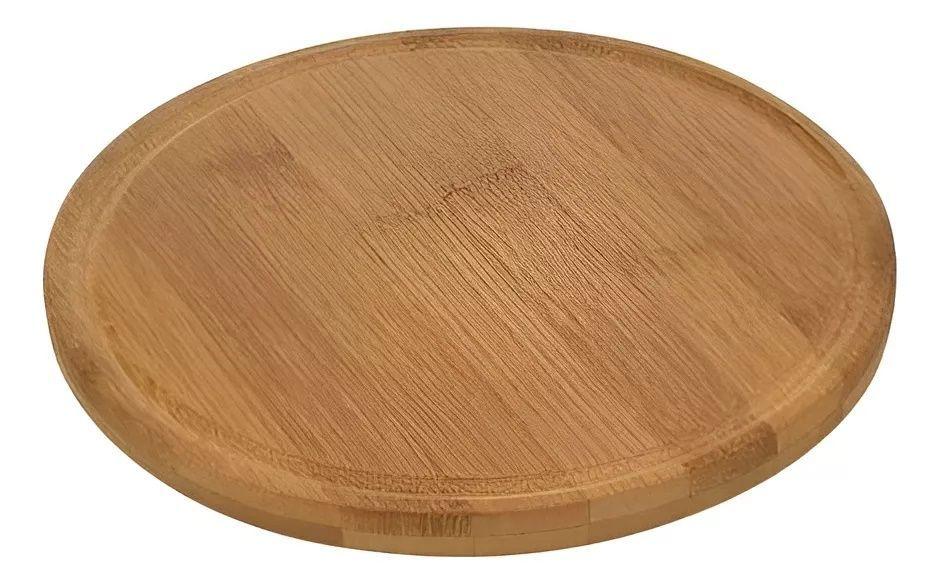 Base Para Torta Tabla De Cortar Quesos Soporte De Bambu 25cm-4