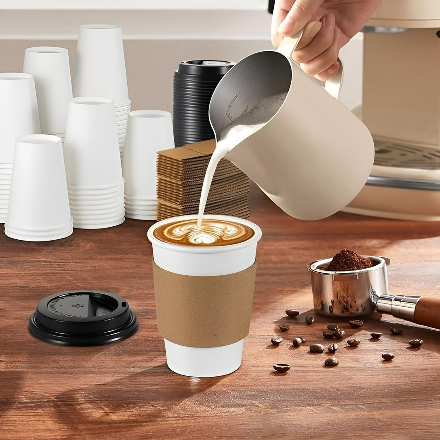 Vaso Cafe Kraft Vasos Polipapel Vaso C/tapa+manga 200und 8oz Blanco-3