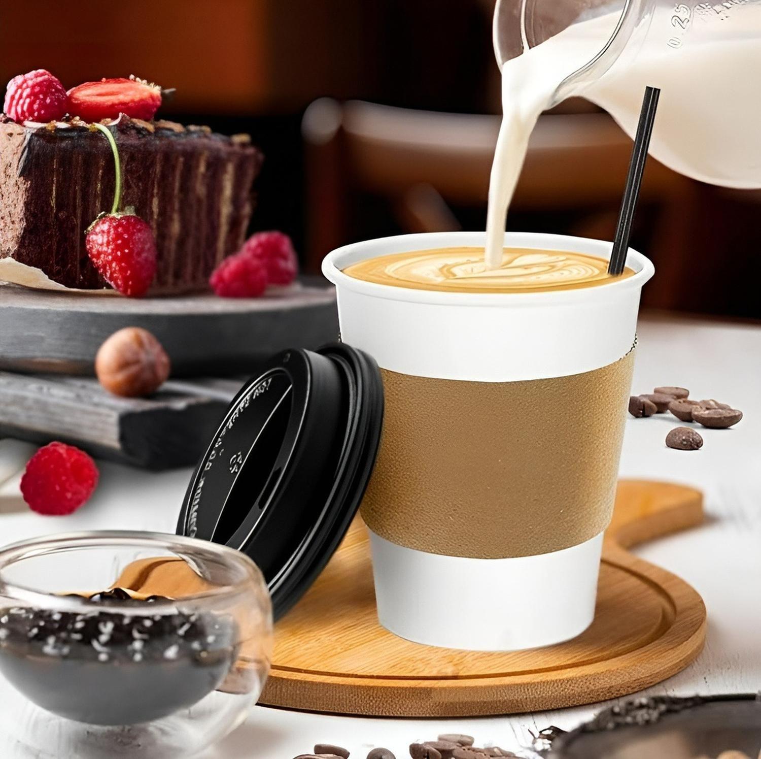 Vaso Cafe Kraft Vasos Polipapel Vaso C/tapa+manga 200und 8oz Blanco-4
