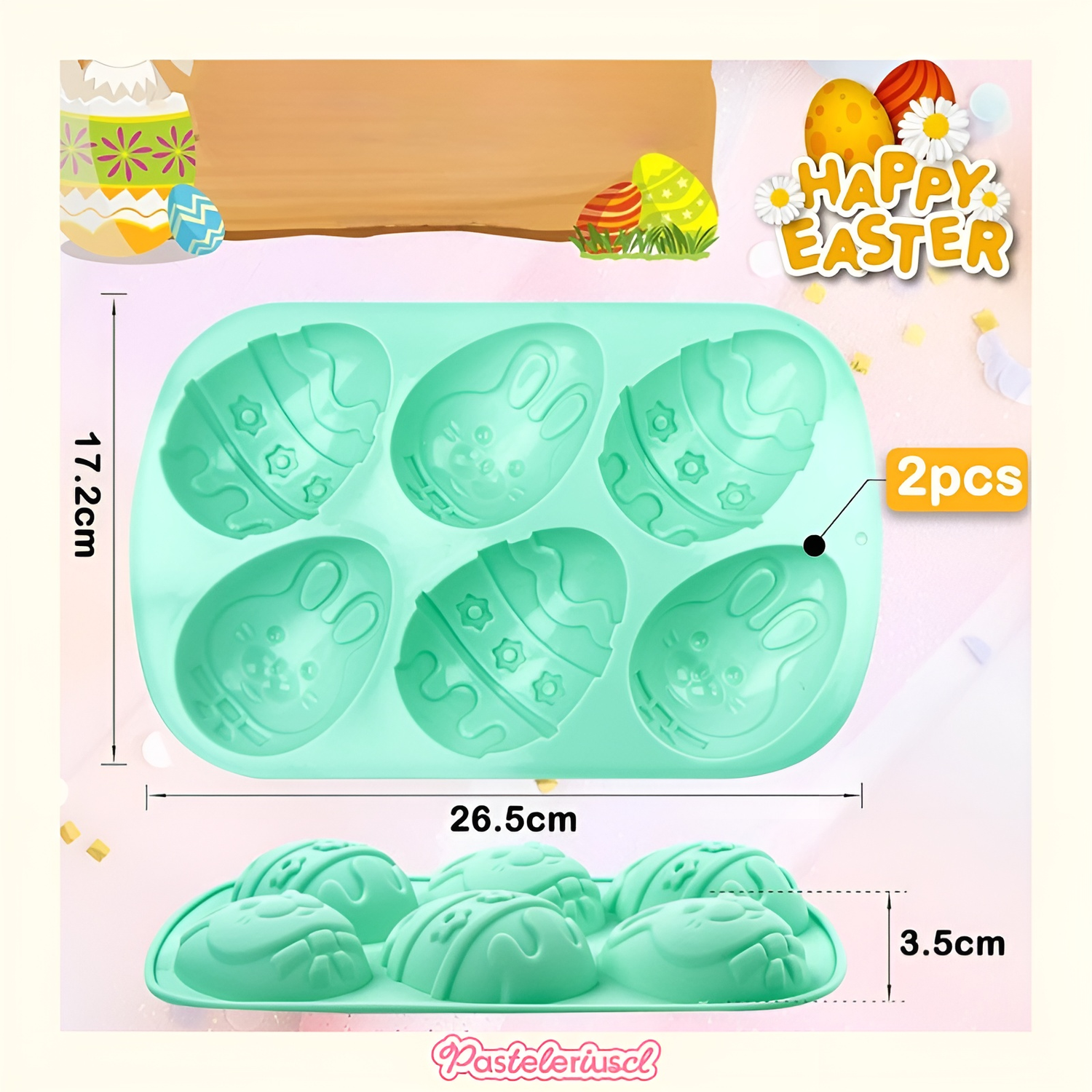 Set x4 moldes silicona huevos de pascua moldes para reposteria 3D antiadherente-2