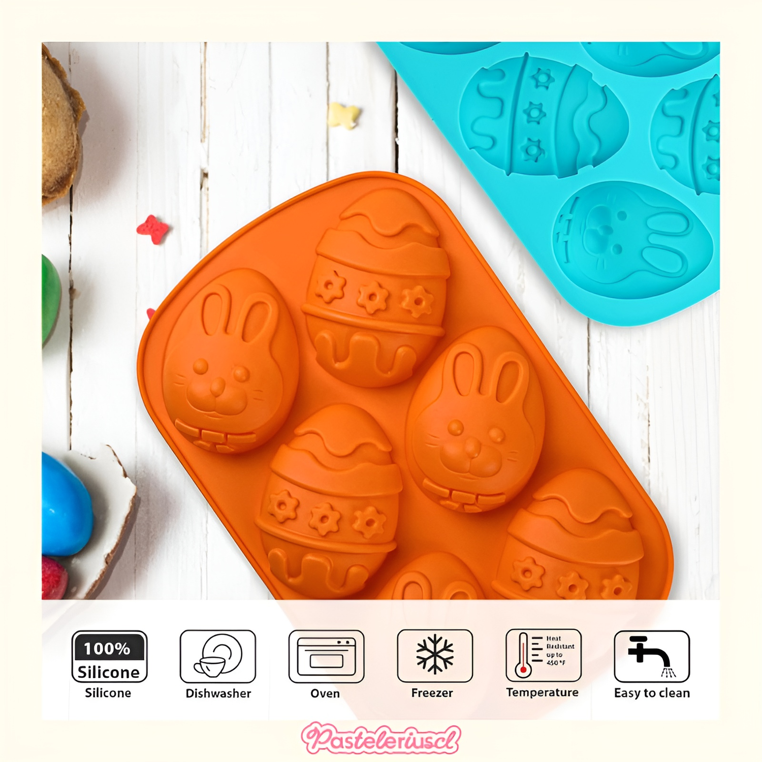 Set x4 moldes silicona huevos de pascua moldes para reposteria 3D antiadherente-5