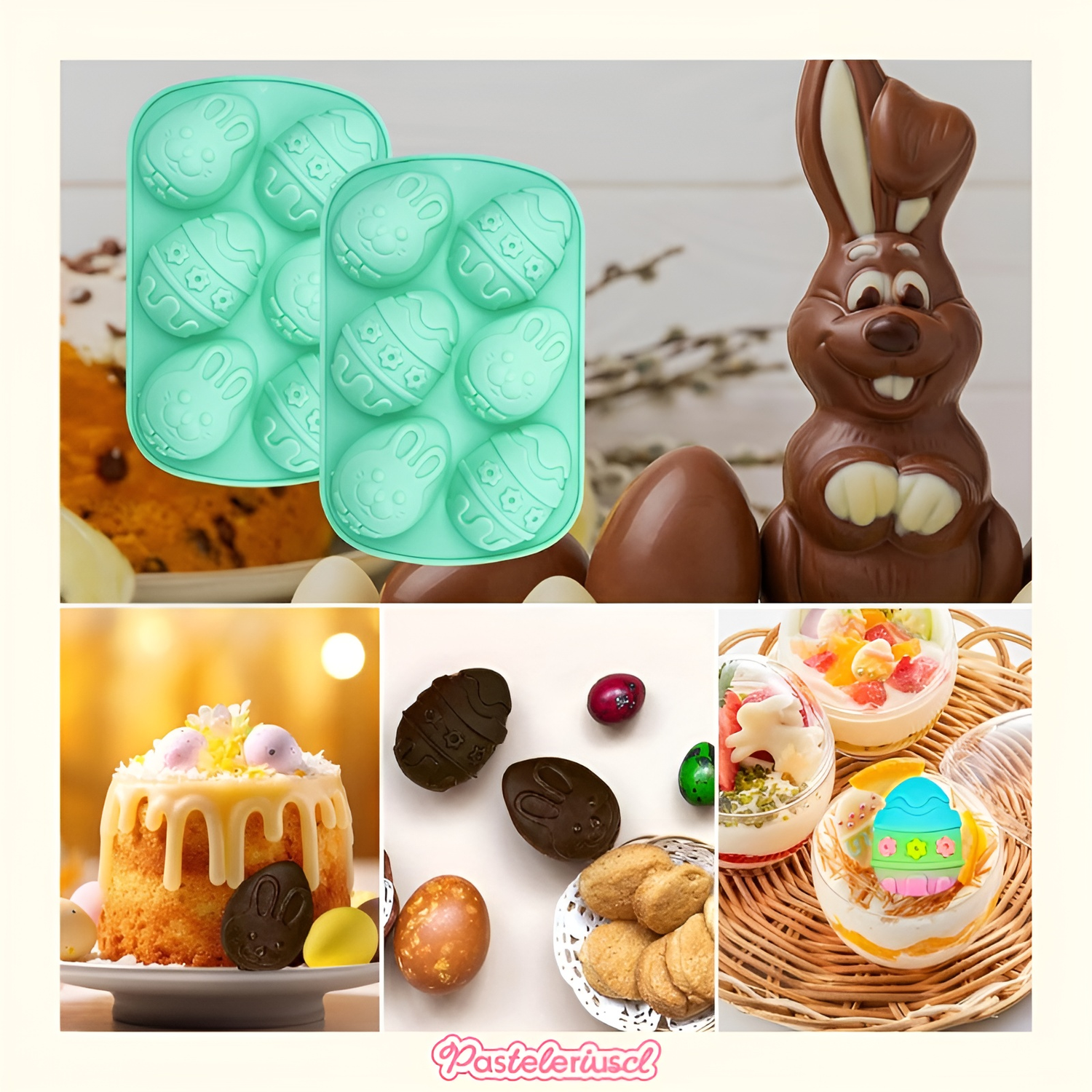 Set x4 moldes silicona huevos de pascua moldes para reposteria 3D antiadherente-8