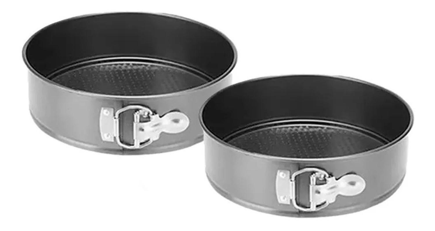 2 Molde Torta Moldes Queque Moldes Desmontables Mini Redondo Gris-6