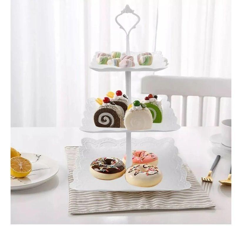 Pack X3 Porta Cupcakes Redondo 3 Niveles Porta Cupcakes Cuadrado 3 Niveles Base De Torta 24cm-3