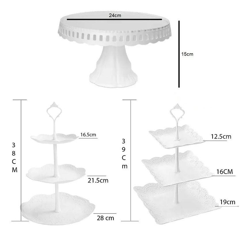 Pack X3 Porta Cupcakes Redondo 3 Niveles Porta Cupcakes Cuadrado 3 Niveles Base De Torta 24cm-5