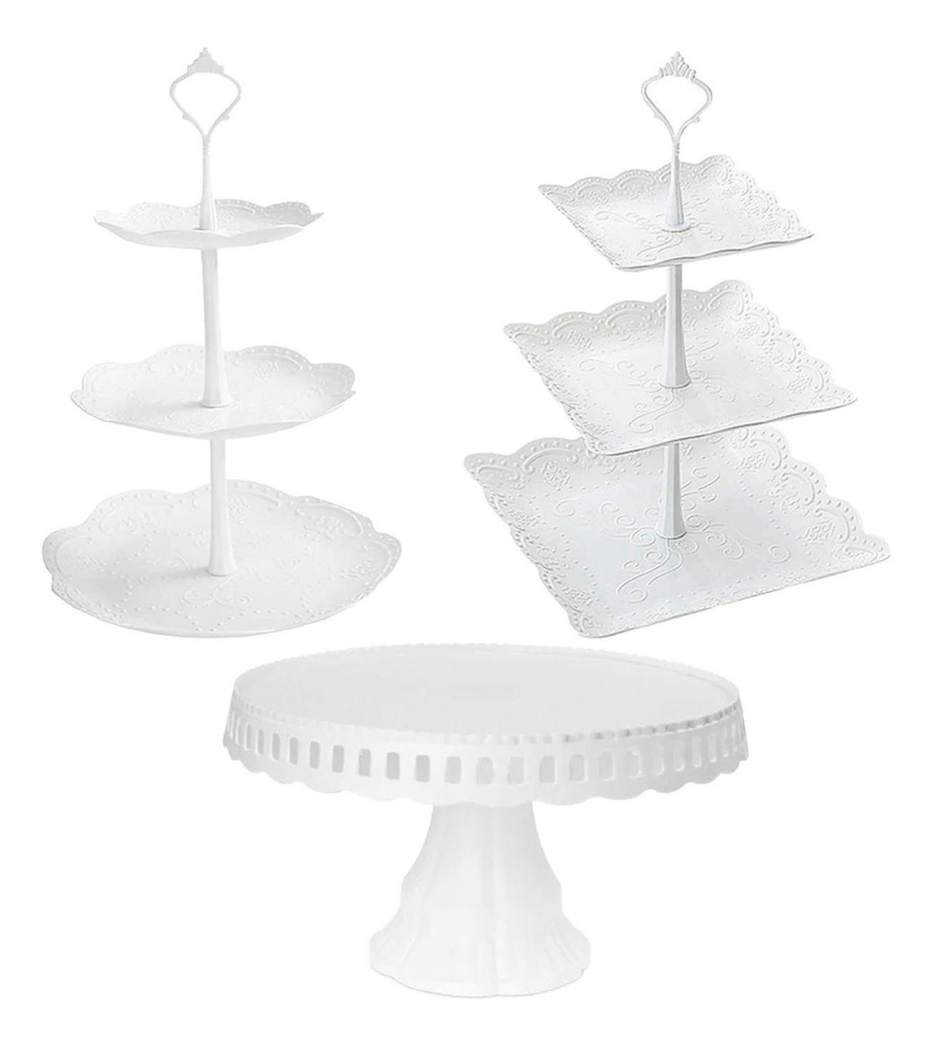 Pack X3 Porta Cupcakes Redondo Porta Cupcakes Base De Torta Blanco-0