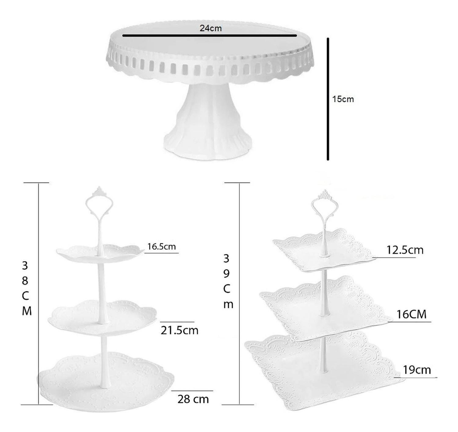 Pack X3 Porta Cupcakes Redondo Porta Cupcakes Base De Torta Blanco-1