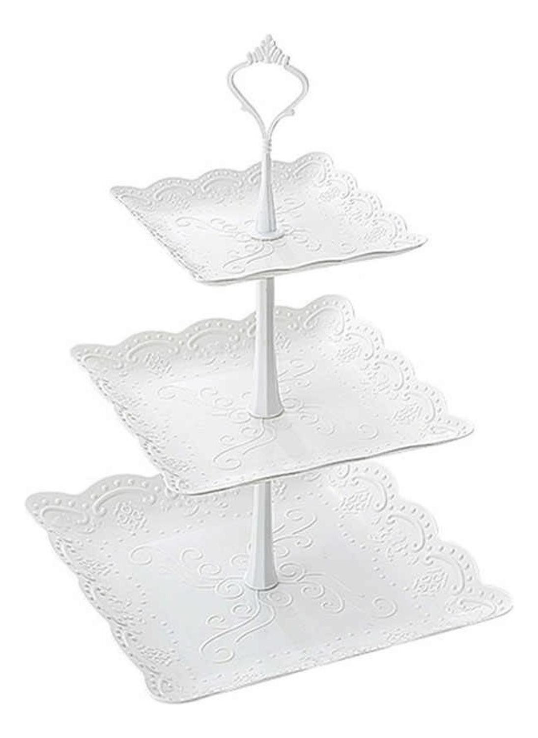 Pack X3 Porta Cupcakes Redondo Porta Cupcakes Base De Torta Blanco-3