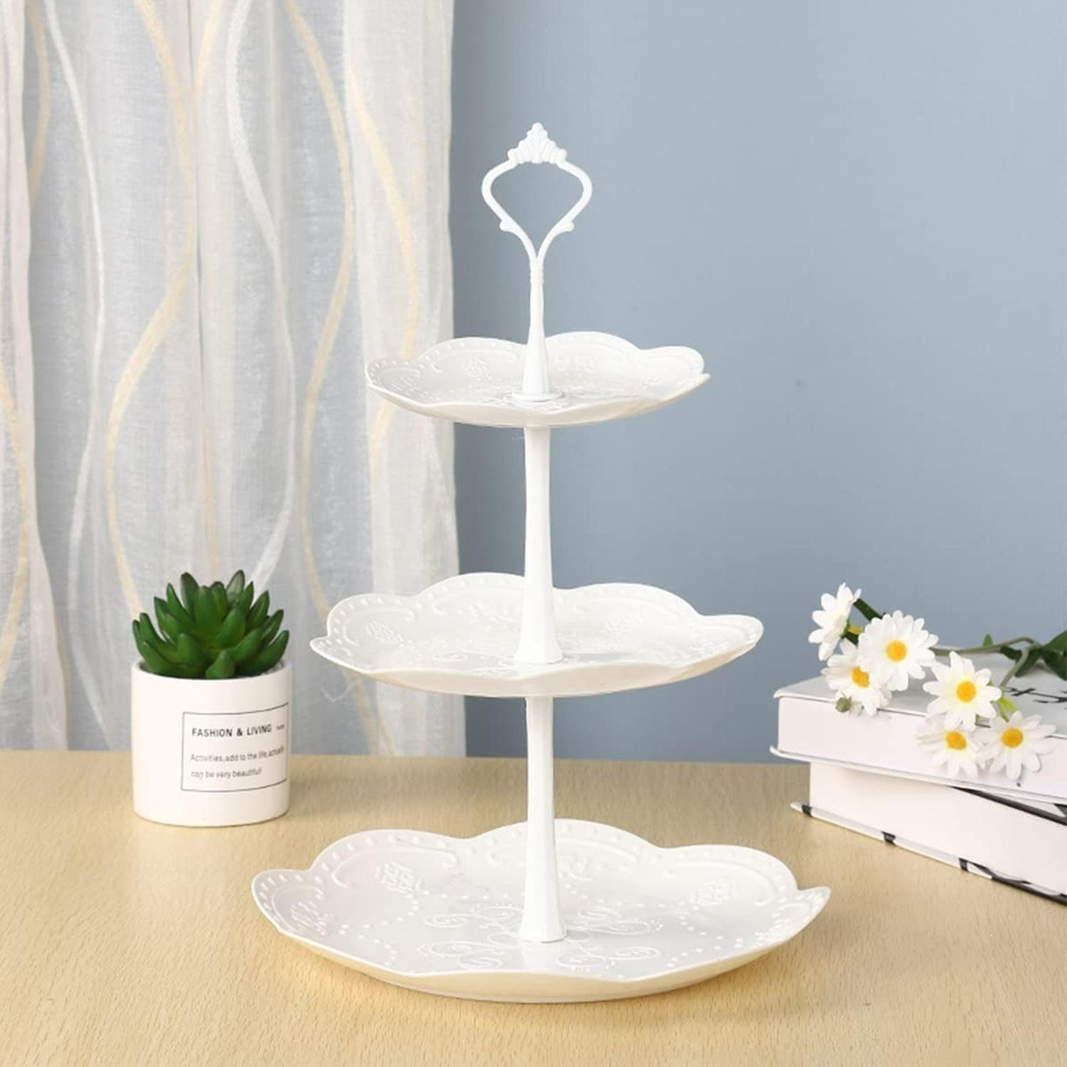 Pack X3 Porta Cupcakes Redondo Porta Cupcakes Base De Torta Blanco-5