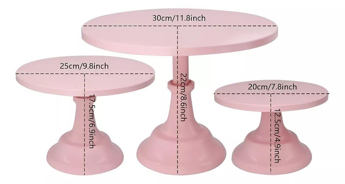 Set 3 Porta Tortas Base Para Tortas Porta Cupcake Exhibicion-4