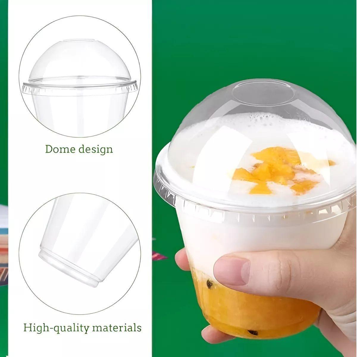 X200 Vasos Plasticos Desechables Vaso Tapa Domo Sin Hoyo 9oz  Transparente Vasos PASTELERIUSCL-4