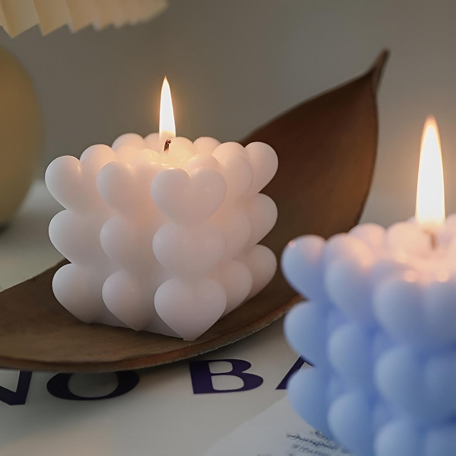 2 Moldes Para Hacer Velas Moldes Resina Molde Vela Corazon Blanco / Molde Corazon Doble 3d-3