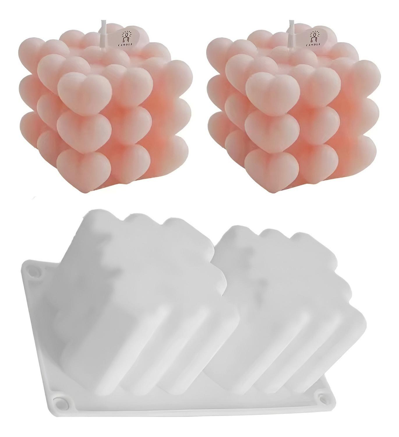 2 Moldes Para Hacer Velas Moldes Resina Molde Vela Corazon Blanco / Molde Corazon Doble 3d-4