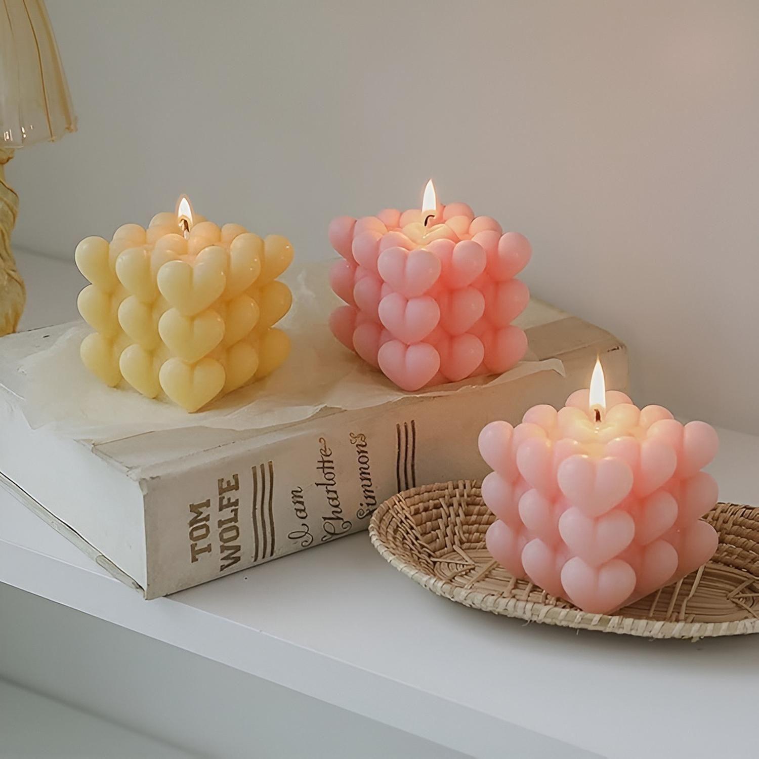 2 Moldes Para Hacer Velas Moldes Resina Molde Vela Corazon Blanco / Molde Corazon Doble 3d-7
