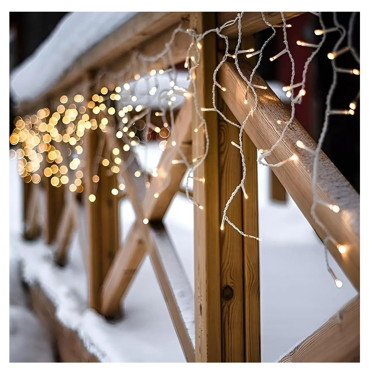 100 LUCES NAVIDENAS CASCADA LED CASCADA LUCES CORTINA LED 3M DECORATIVAS LUCES AMARILLO PASTELERIUSC-4