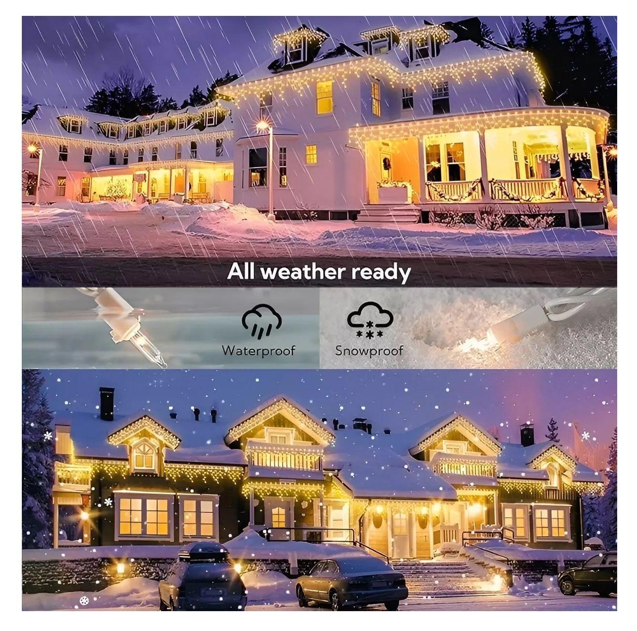 100 LUCES NAVIDENAS CASCADA LED CASCADA LUCES CORTINA LED 3M DECORATIVAS LUCES AMARILLO PASTELERIUSC-6