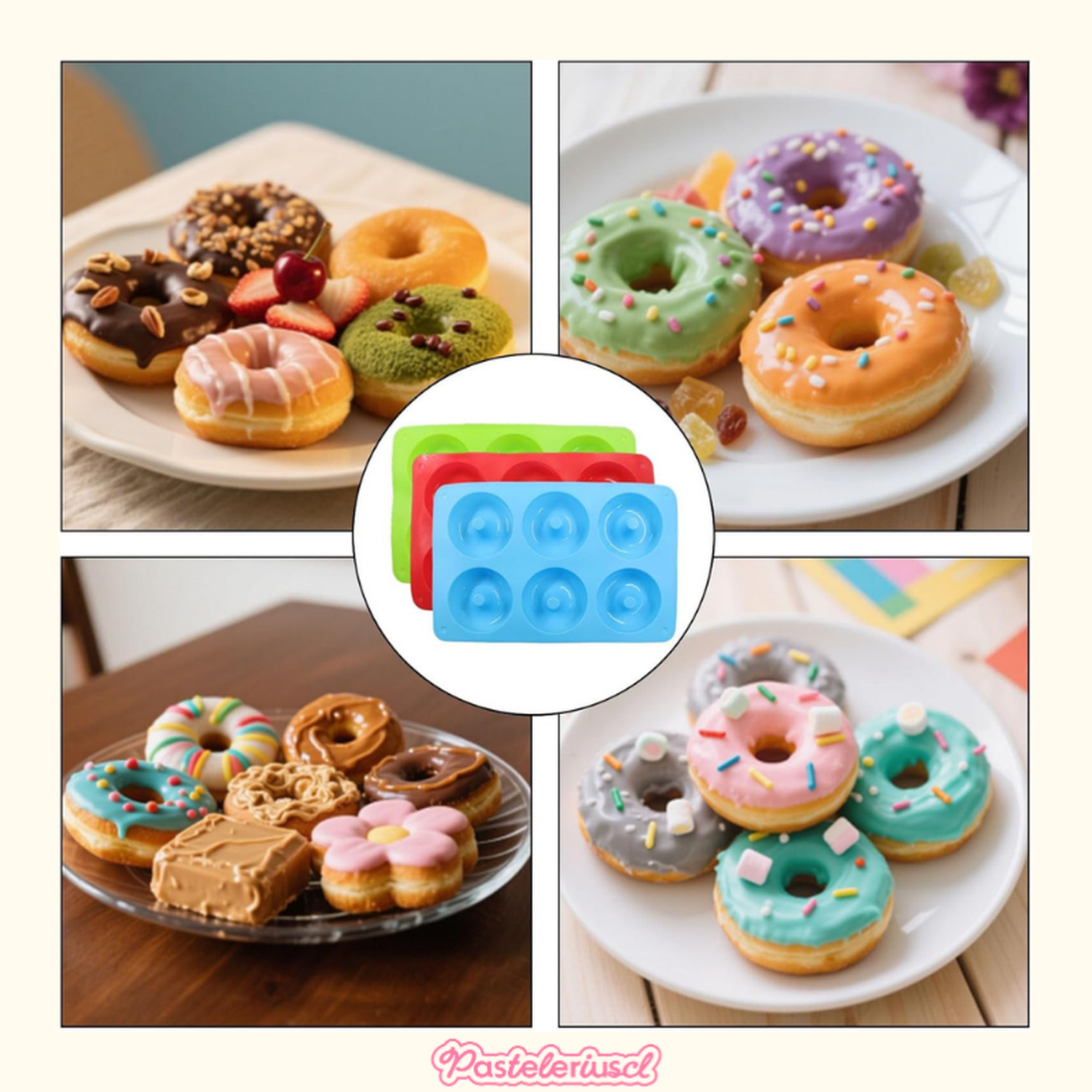 Pack X2 Moldes De Silicona Donas Moldes Donuts Molde Dona 6 Celeste-5