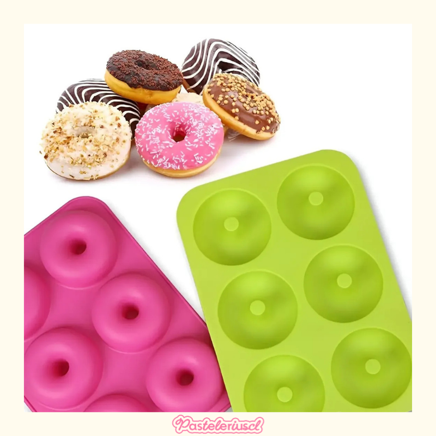 Pack X2 Moldes De Silicona Donas Moldes Donuts Molde Dona 6 Celeste-6