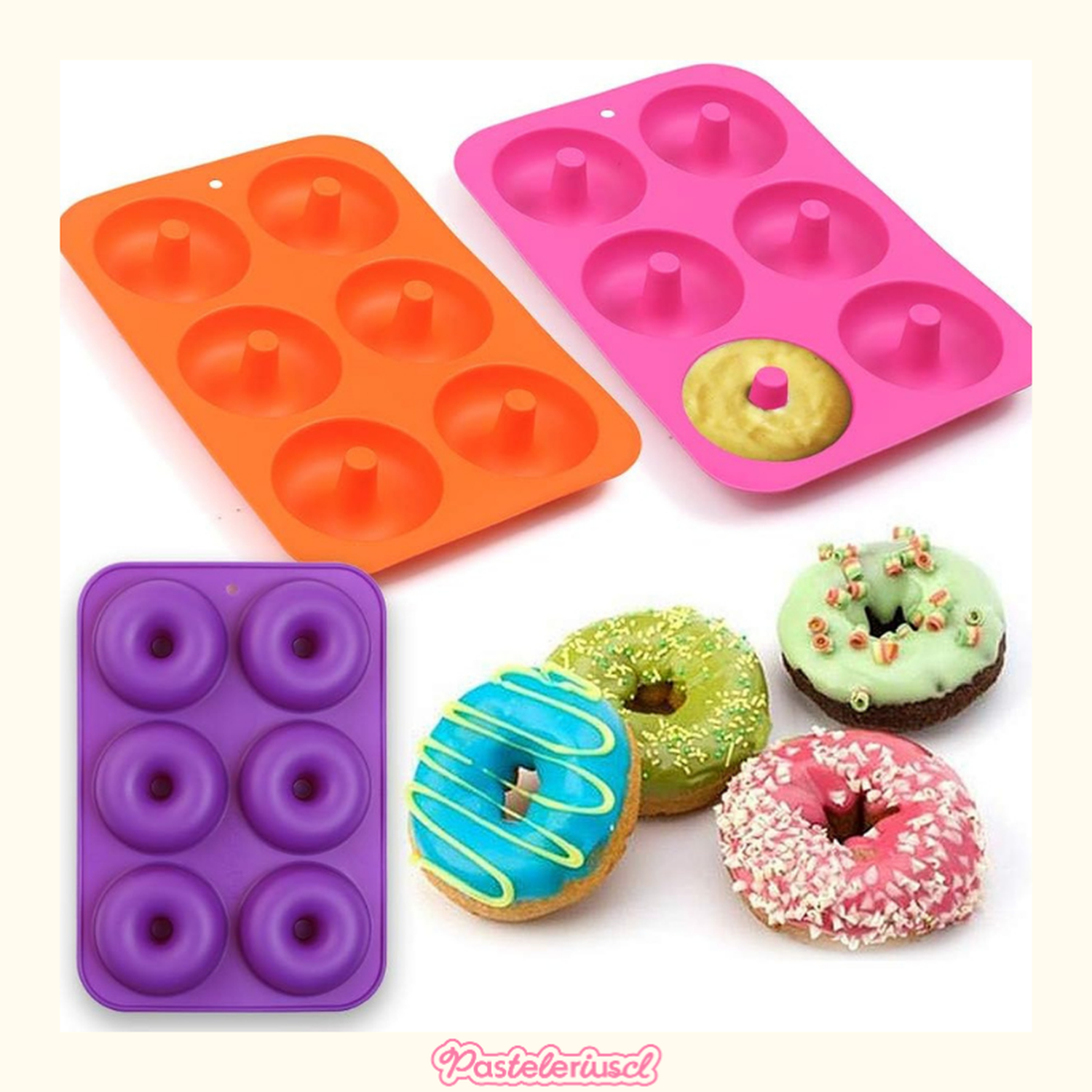 Pack X2 Moldes De Silicona Donas Moldes Donuts Molde Dona 6 Celeste-7