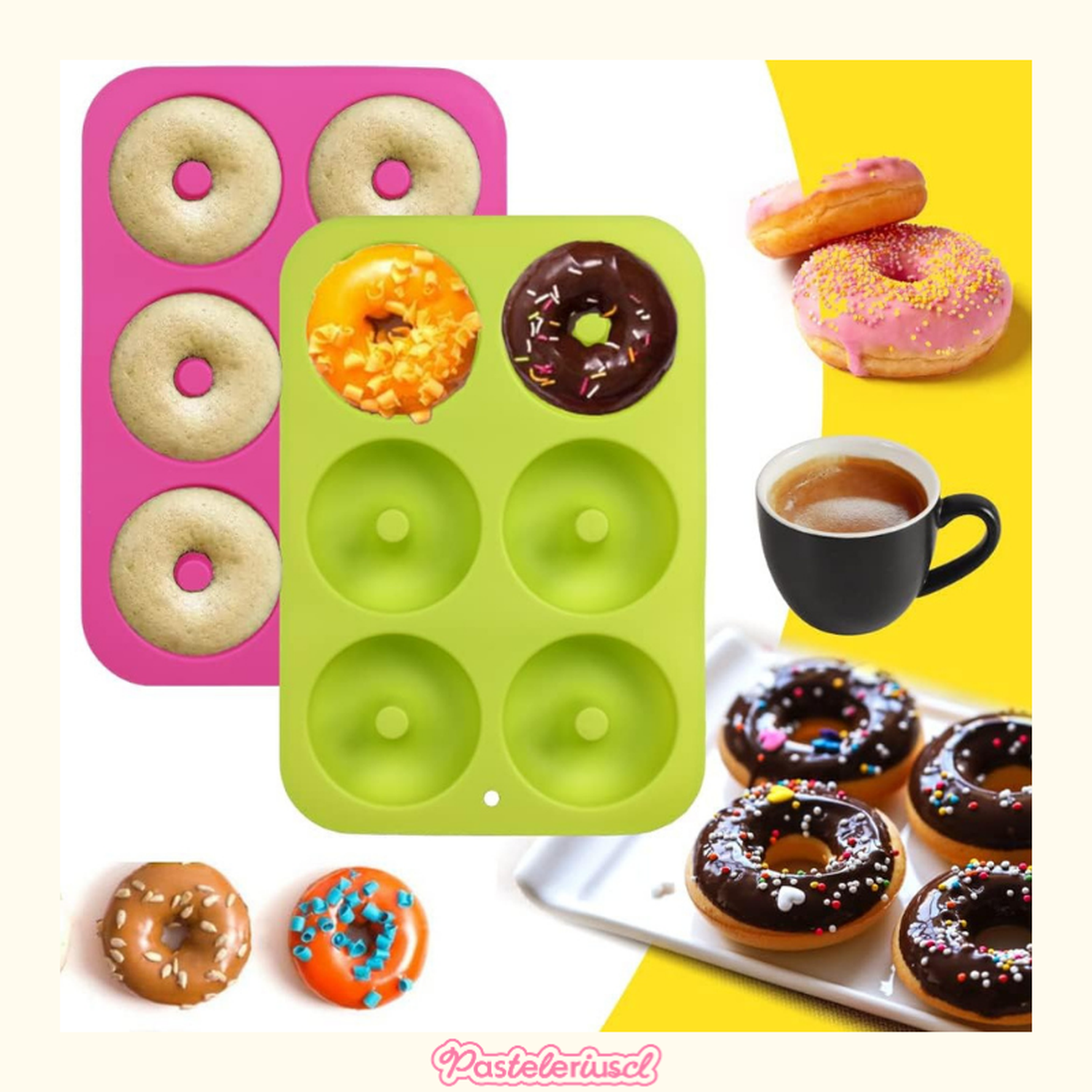 Pack X2 Moldes De Silicona Donas Moldes Donuts Molde Dona 6 Celeste-8