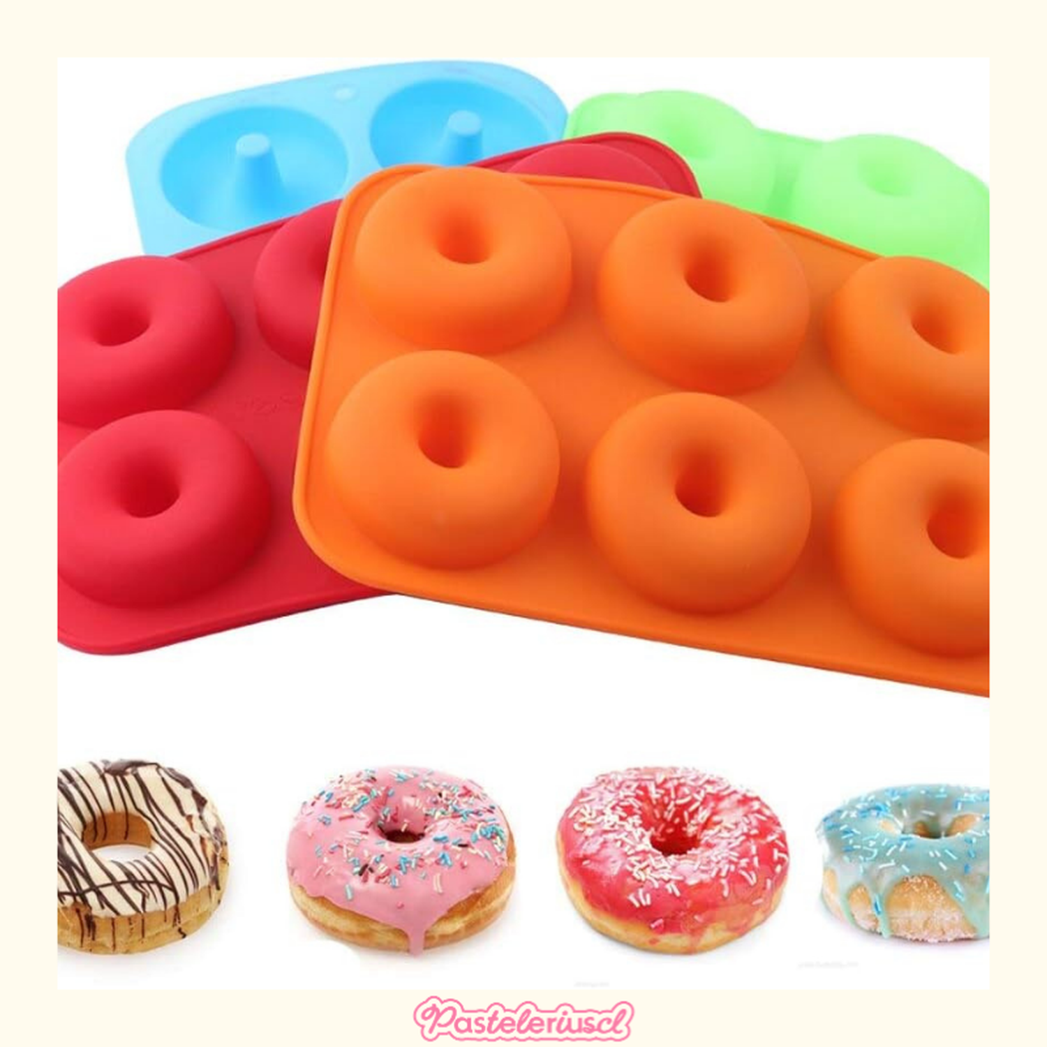 Pack X2 Moldes De Silicona Donas Moldes Donuts Molde Dona 6 Celeste-9