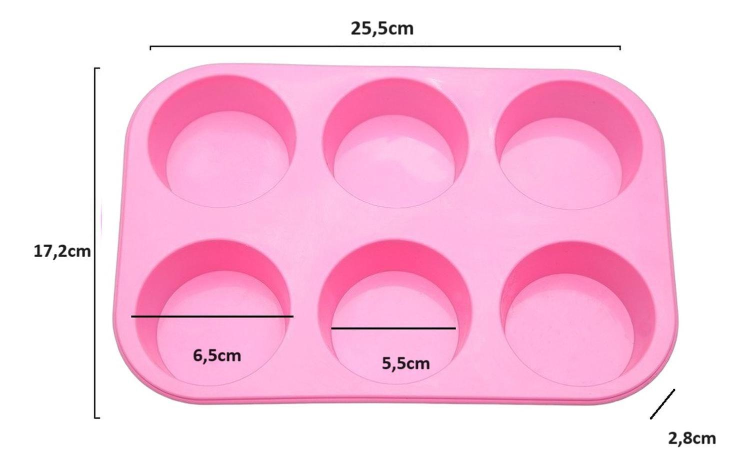 Pack X2 Moldes Silicona Moldes Cupcake Molde 6 Cavid Muffin Multicolor-2