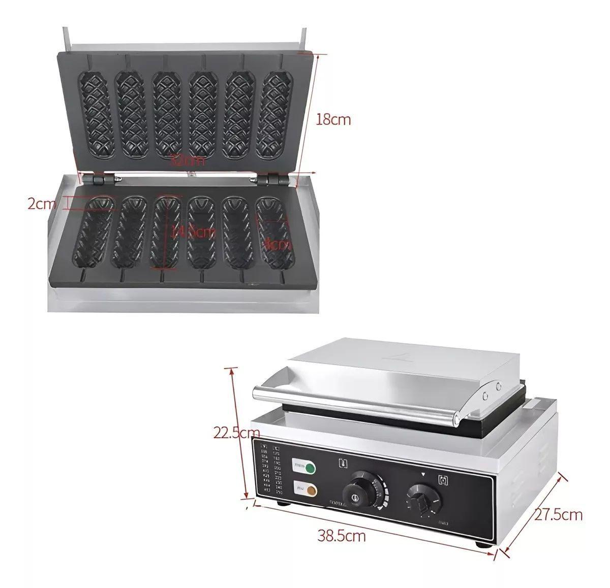 Maquina Para Waffles Hot Dog Maker Wafleras Con Formas 1550w-4
