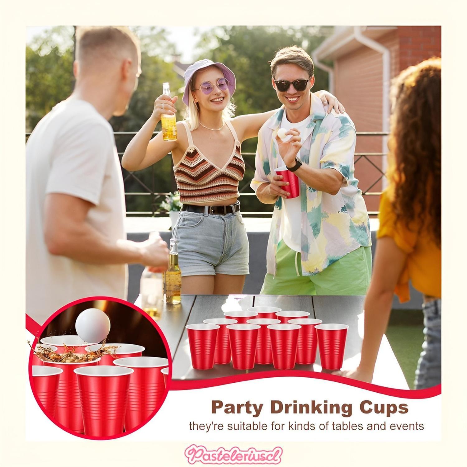 50 Vasos Plasticos Desechables Bicolor Para Fiesta 473 Ml-8