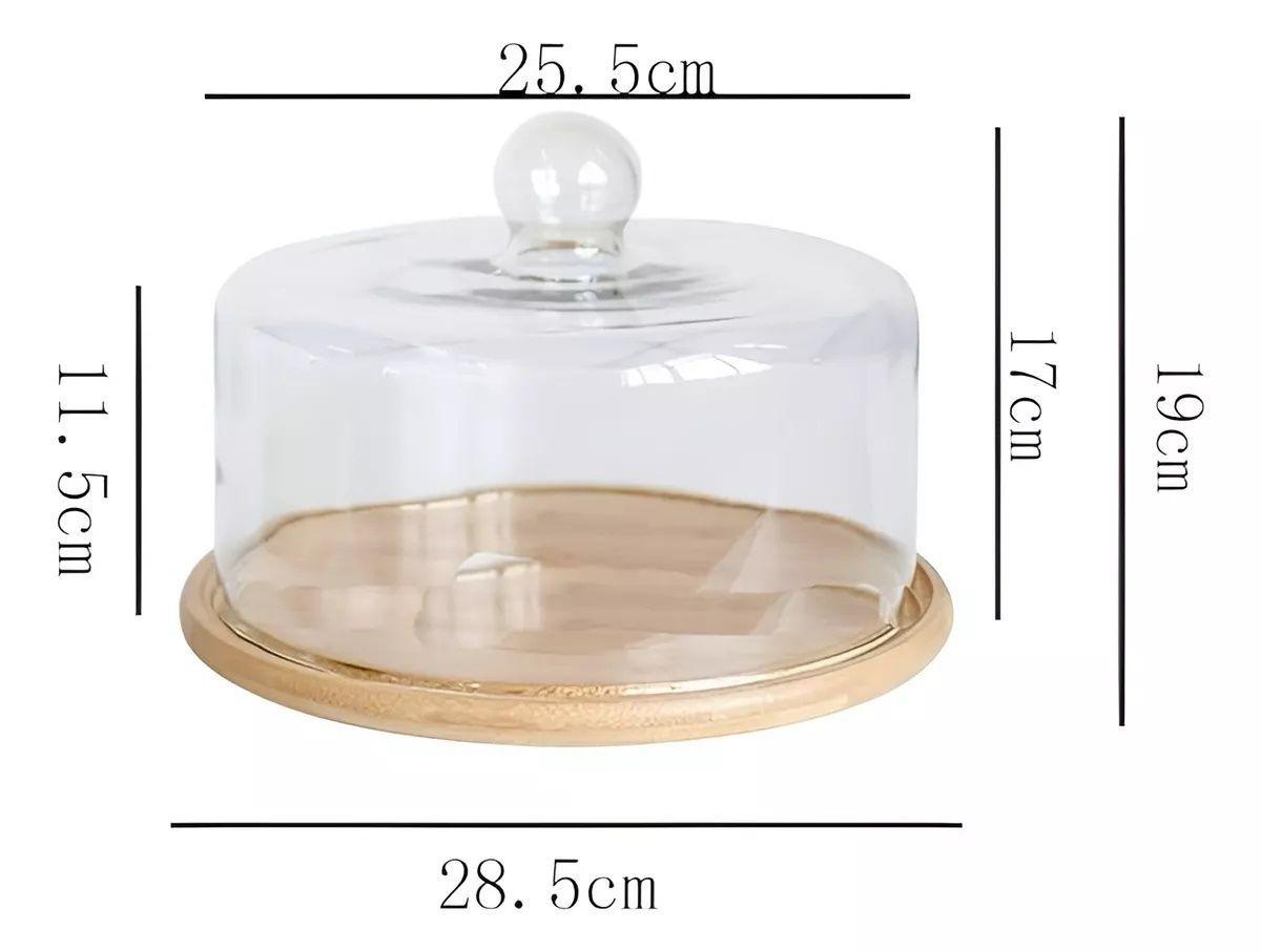 Base Para Torta Porta Torta Con Tapa Soporte De Bambu 25cm-3