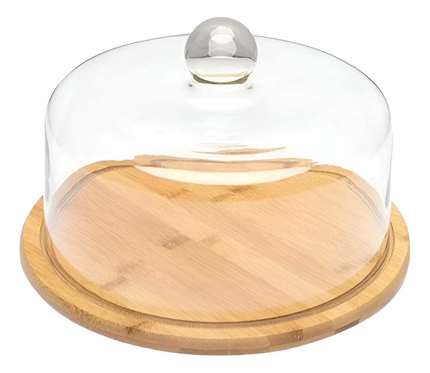Base Para Torta Porta Torta Con Tapa Soporte De Bambu 25cm-4
