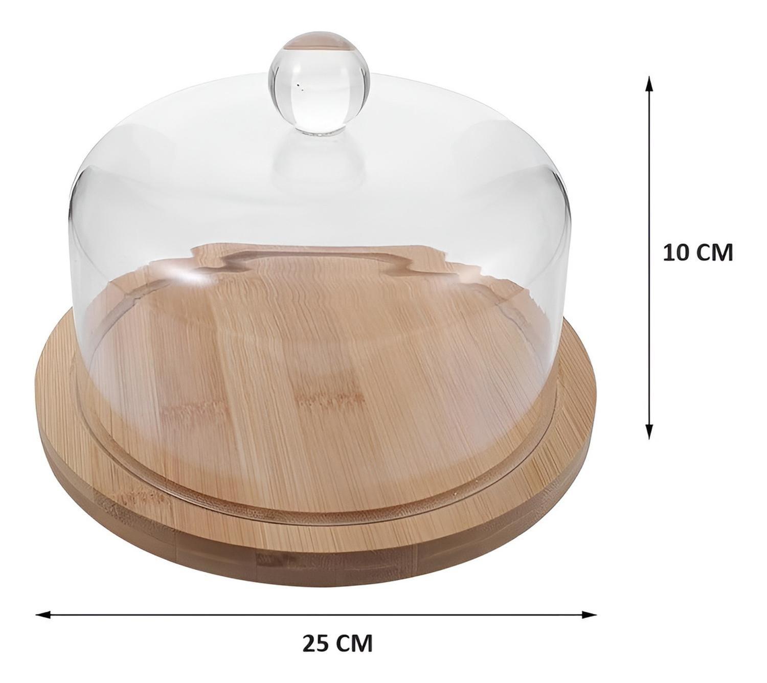 Base Para Torta Porta Torta Con Tapa Soporte De Bambu 25cm-5