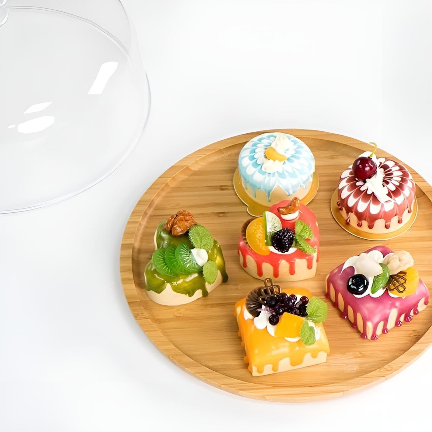 Base Para Torta Porta Torta Con Tapa Soporte De Bambu 25cm-8