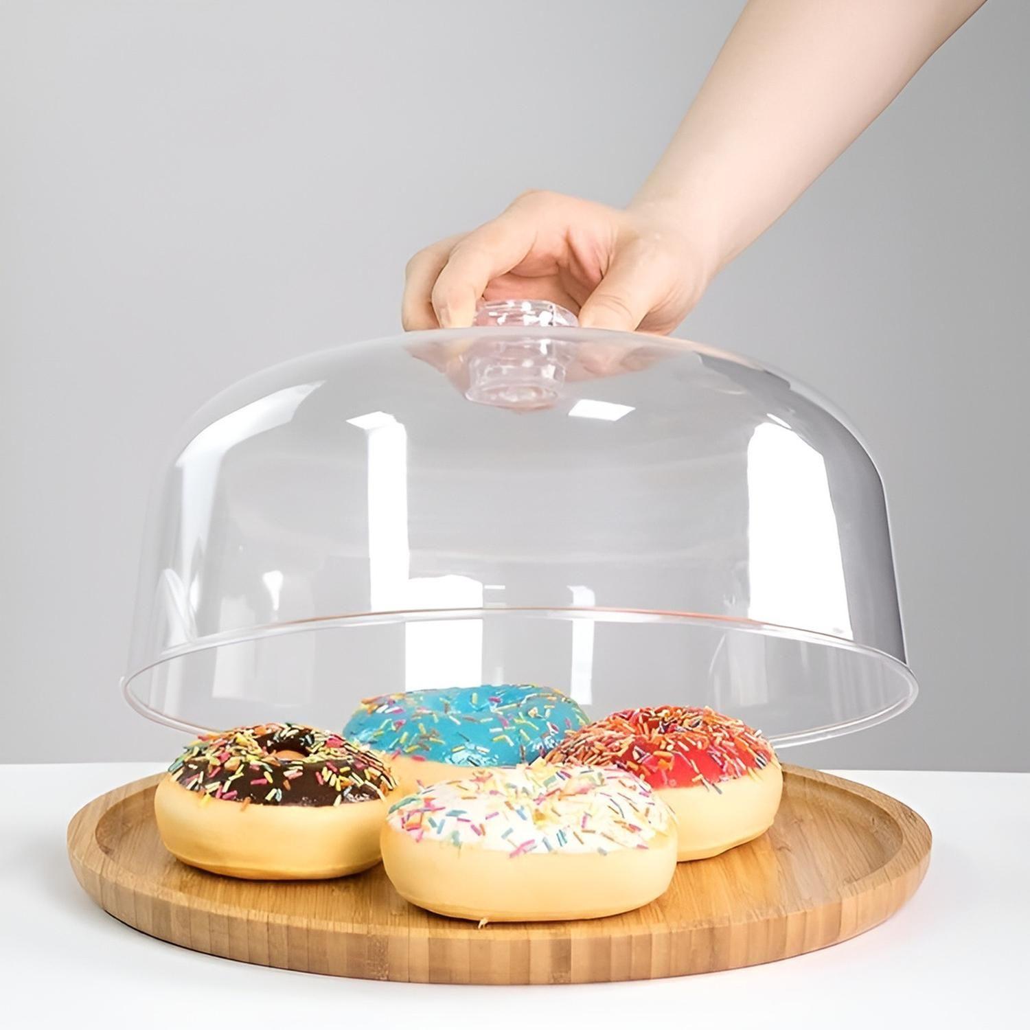Base Para Torta Porta Torta Con Tapa Soporte De Bambu 25cm-9