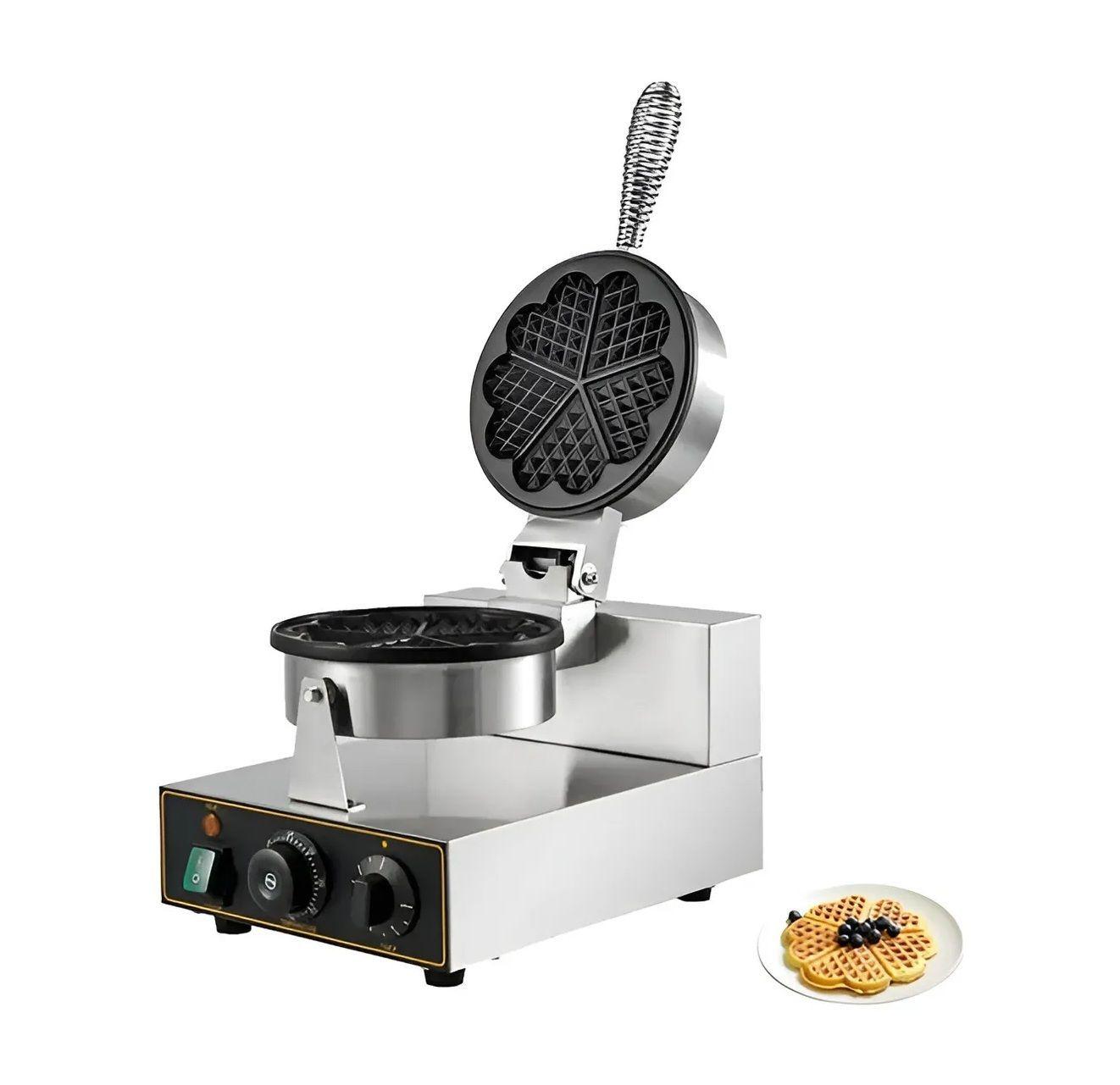 Maquina Waffles Industrial Wafflera Trebol Forma Corazon 5cav -5