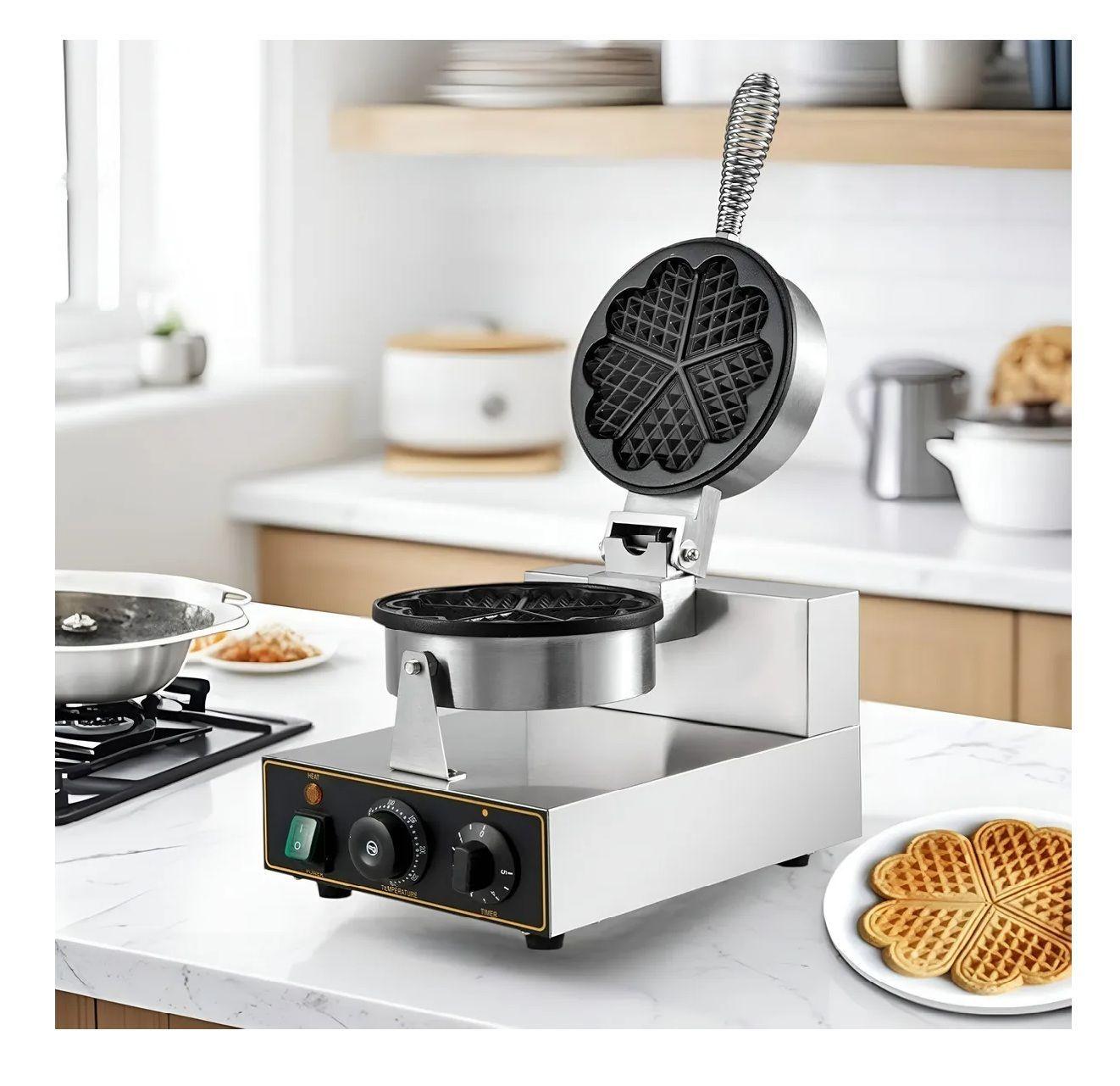 Maquina Waffles Industrial Wafflera Trebol Forma Corazon 5cav -7