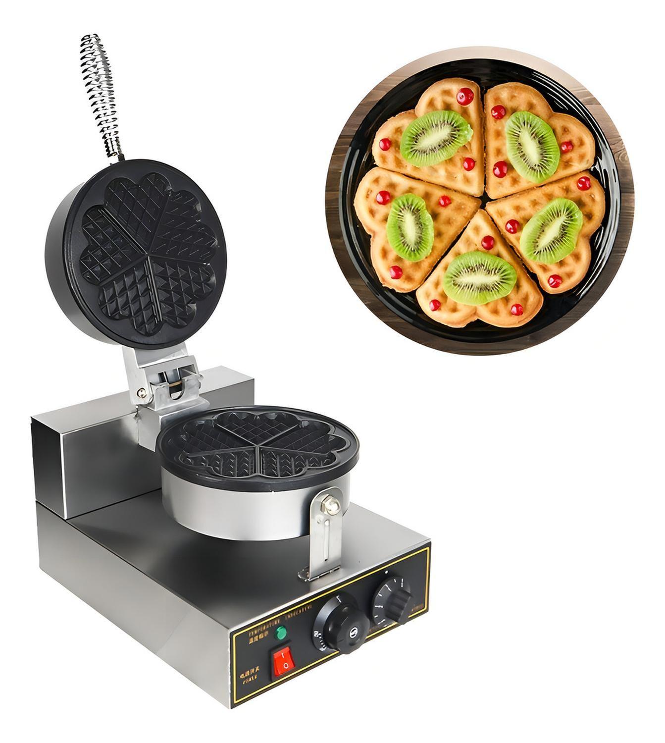 Maquina Waffles Industrial Wafflera Trebol Forma Corazon 5cav-3