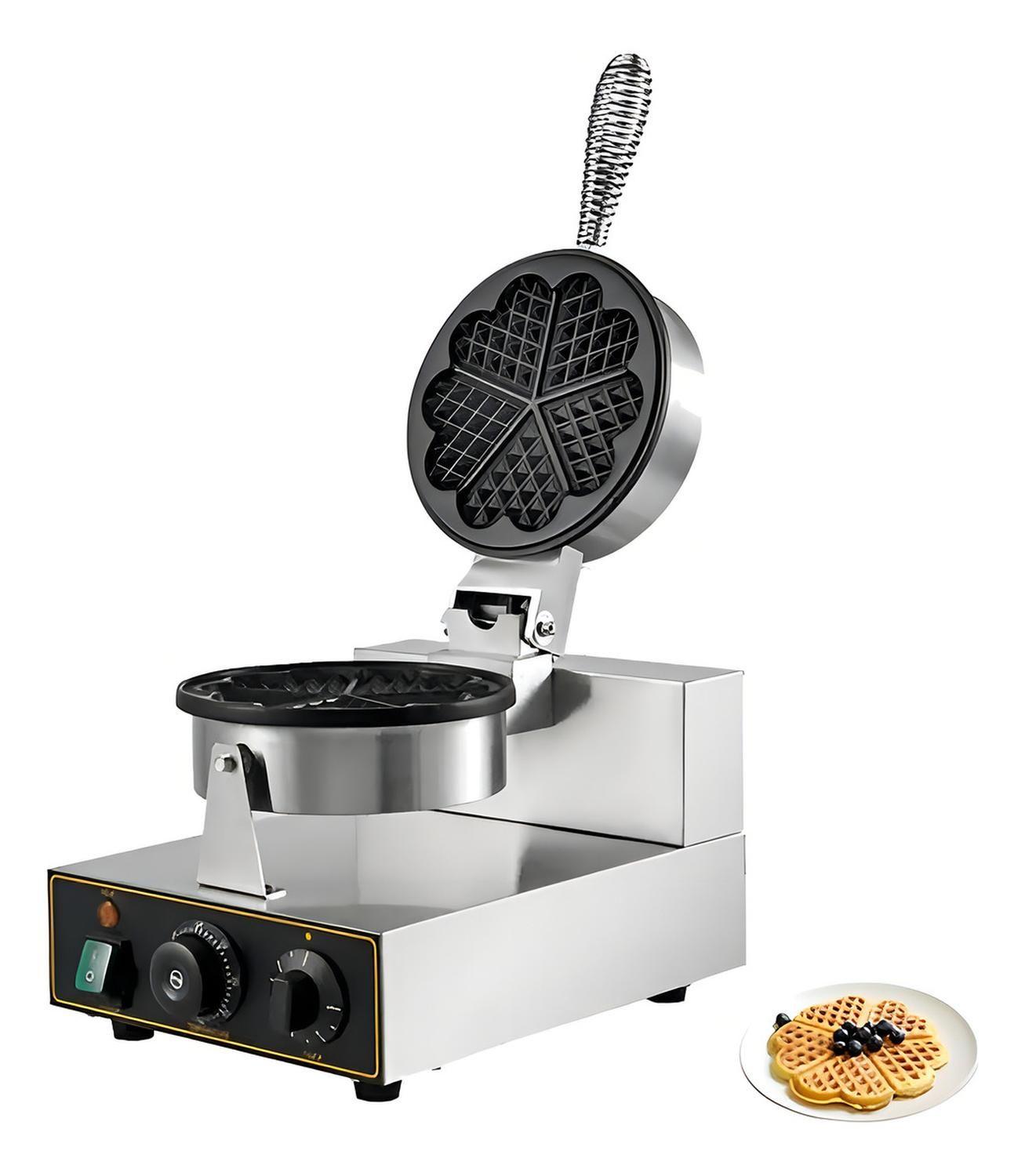 Maquina Waffles Industrial Wafflera Trebol Forma Corazon 5cav-4