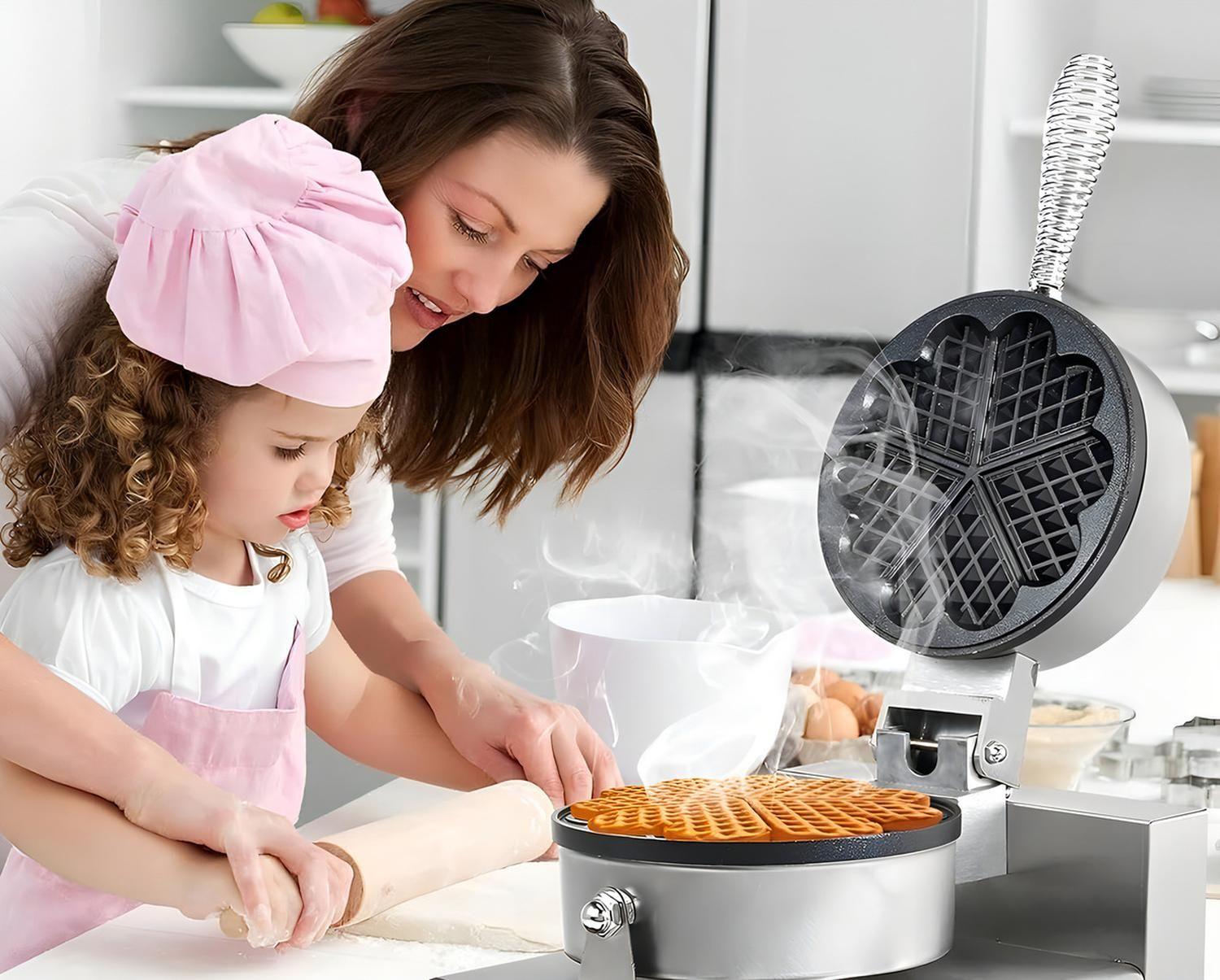 Maquina Waffles Industrial Wafflera Trebol Forma Corazon 5cav-8