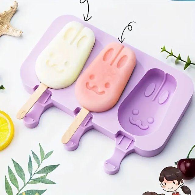 Moldes De Silicona Para Helados Molde Paletas Helado diseño Conejo -5