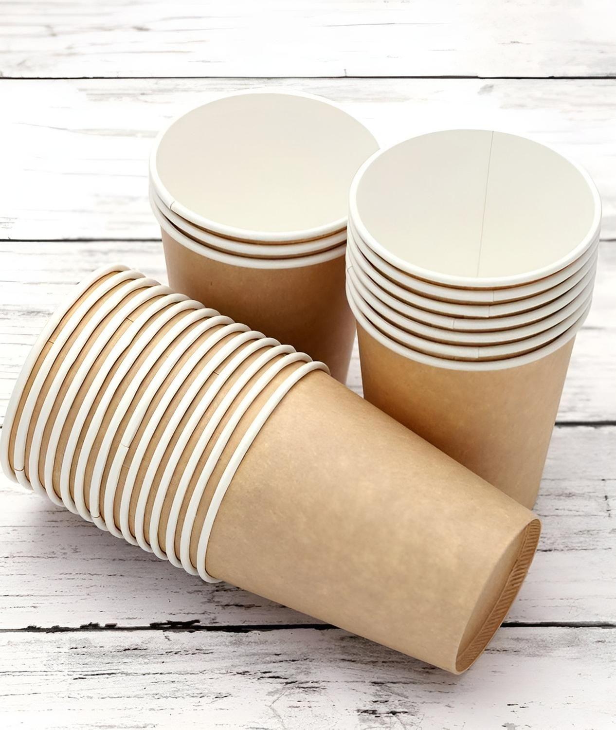 X100 Vasos Para Cafe Vaso Polipapel Vaso Kraft C/tapa 8oz Marrón Claro / Vaso Doble Pared 8oz-6