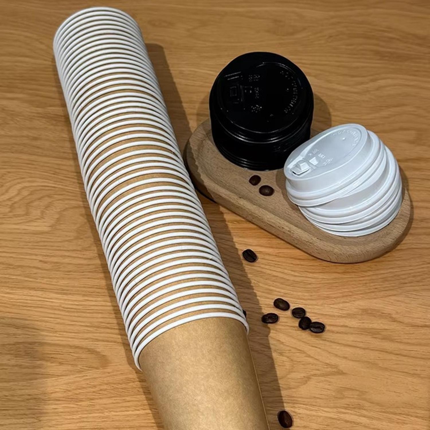X100 Vasos Para Cafe Vaso Polipapel Vaso Kraft C/tapa 8oz Marrón Claro / Vaso Doble Pared 8oz-7
